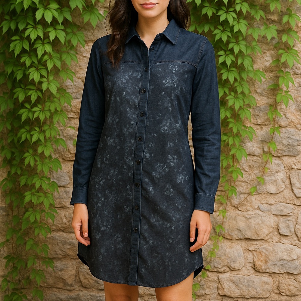 WAGGON PARIS Denim Inset Shirtdress, S